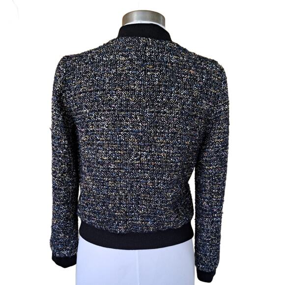 Rebecca Taylor Navy Multi Tweed Bomber Jacket Size 4 MSRP $630 - Picture 6 of 13